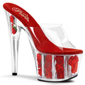 Pleaser - Adore 701FL- Red Flowers - 7 inch