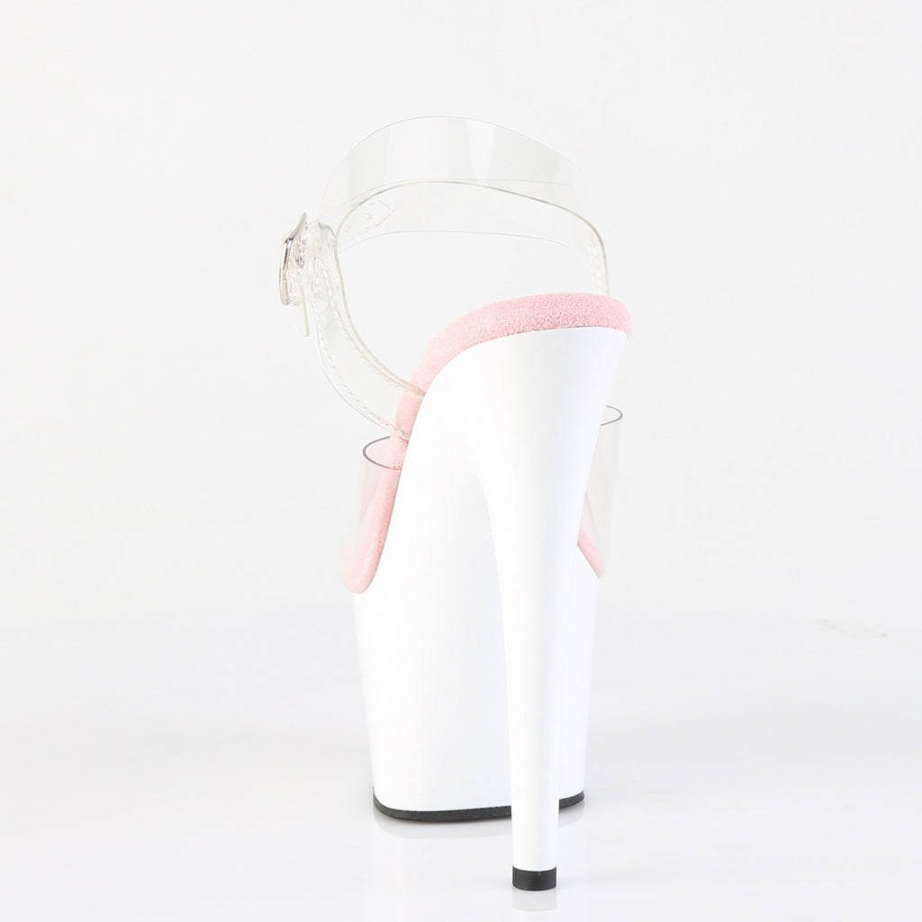 Pleaser - Adore 708 - Clear-Baby Pink - 7 inch