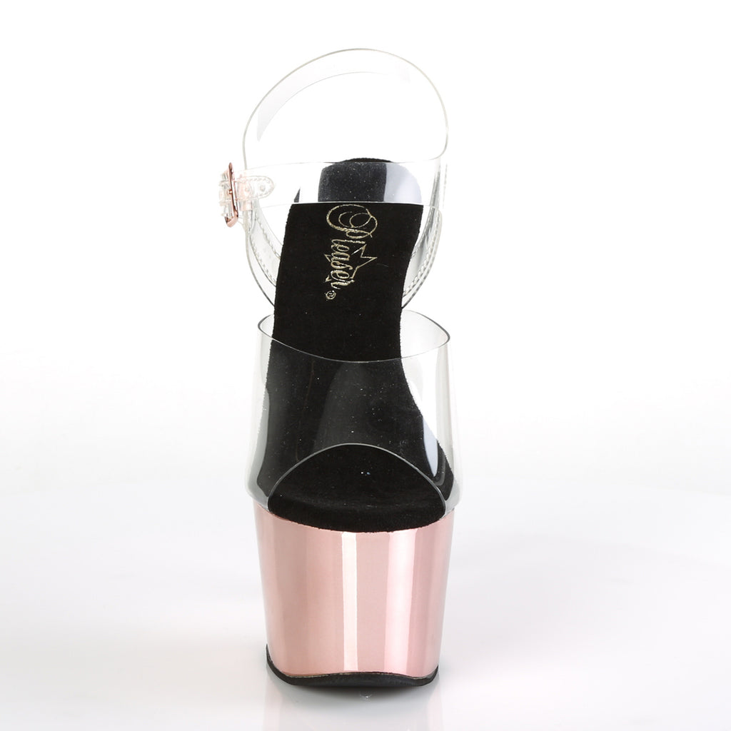 Pleaser - Adore 708 - Rose Gold Chrome - 7 inch