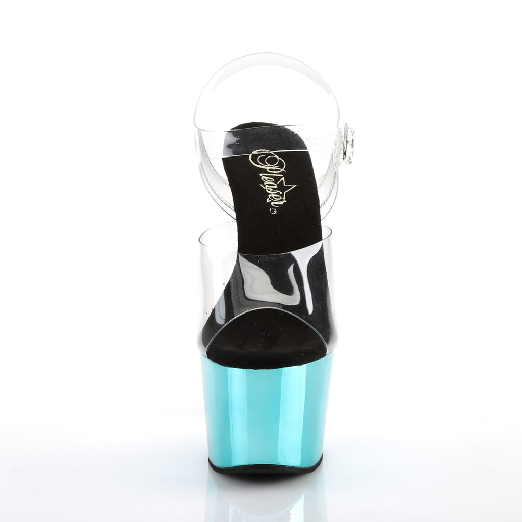 Pleaser - Adore 708 - Turquoise Chrome - 7 inch