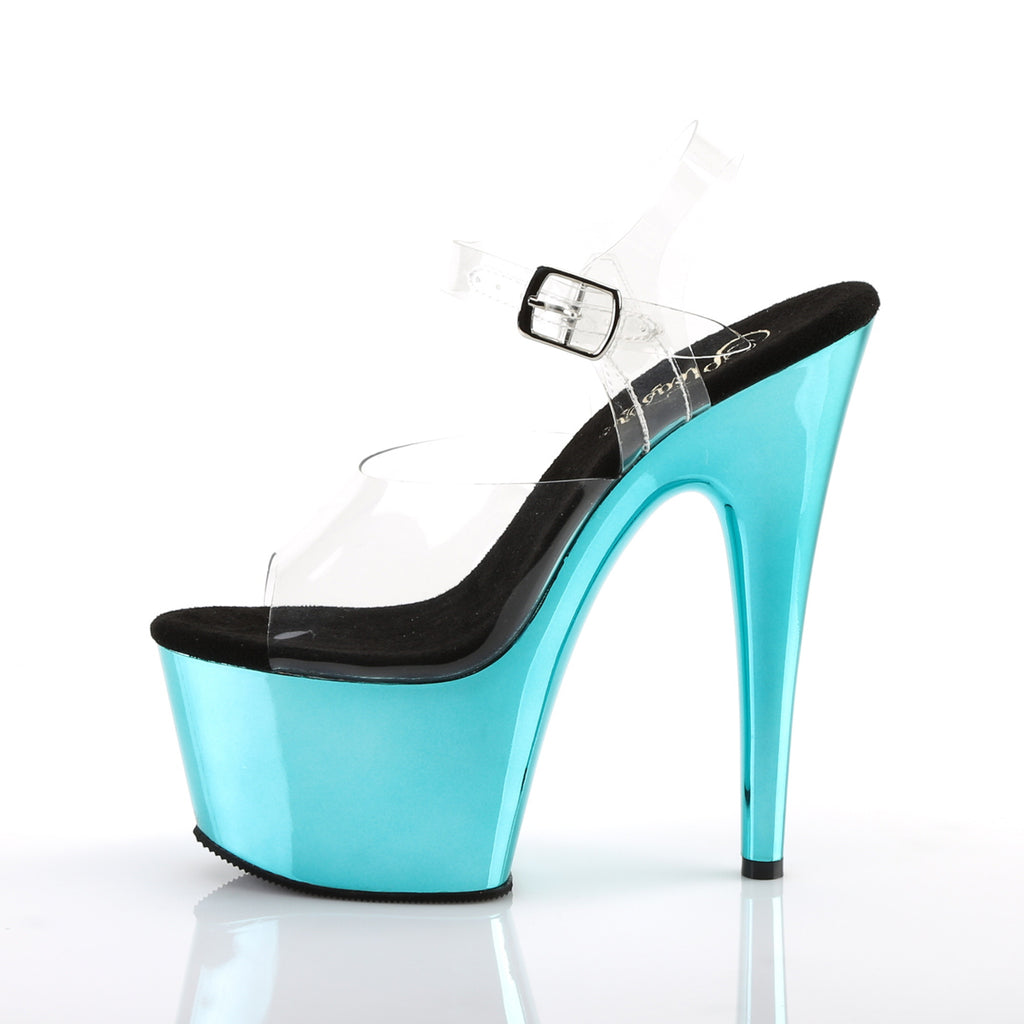 Pleaser - Adore 708 - Turquoise Chrome - 7 inch