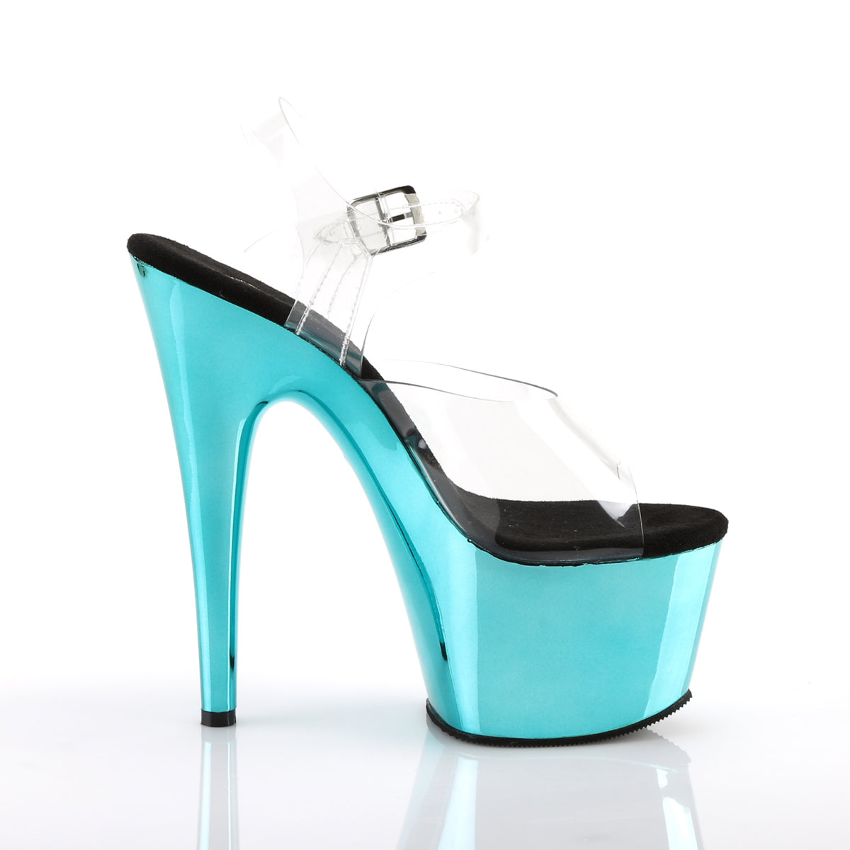 Pleaser - Adore 708 - Turquoise Chrome - 7 inch