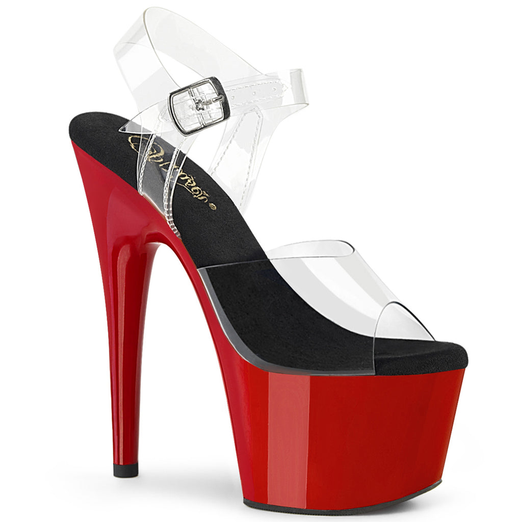 Pleaser - Adore 708 - Clear-Black - 7 inch