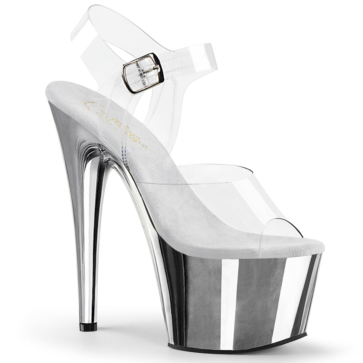 Pleaser - Adore 708 - Silver Chrome - 7 inch