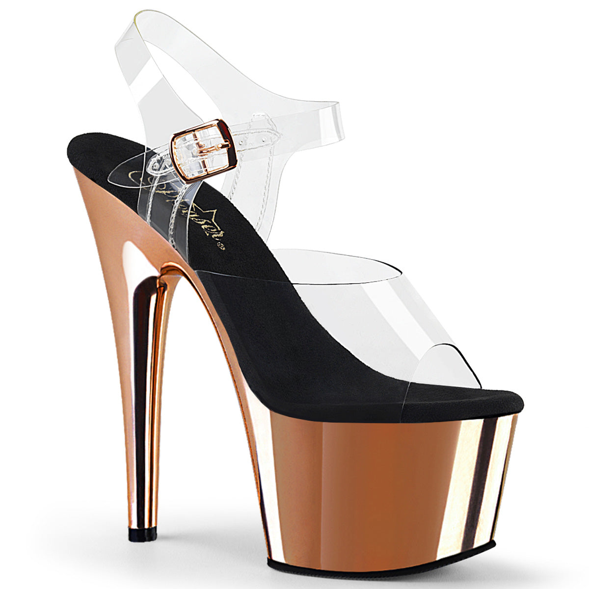 Pleaser - Adore 708 - Rose Gold Chrome - 7 inch
