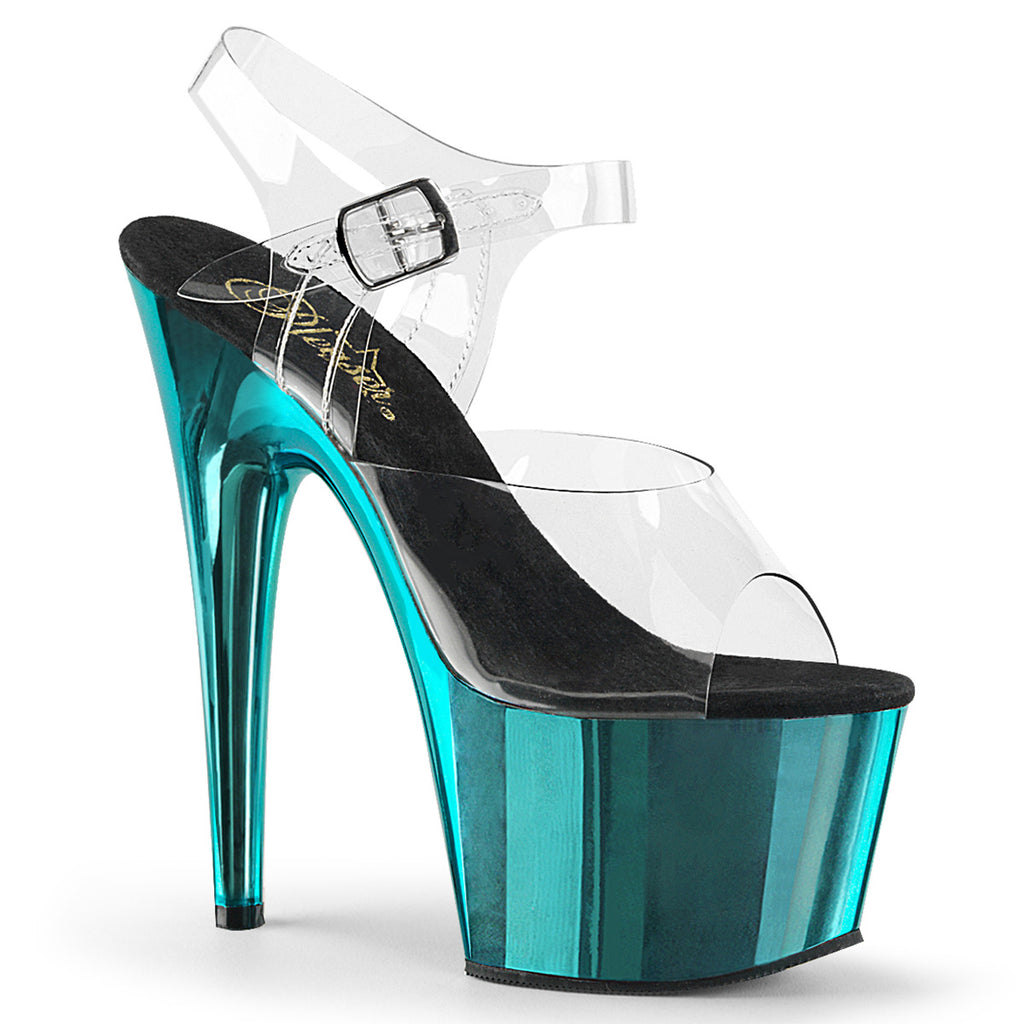 Pleaser - Adore 708 - Turquoise Chrome - 7 inch