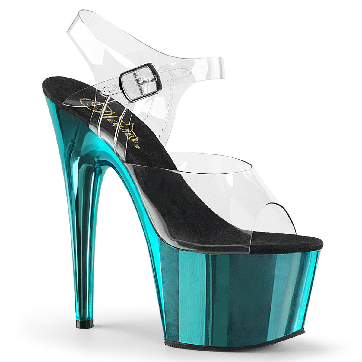 Pleaser - Adore 708 - Turquoise Chrome - 7 inch