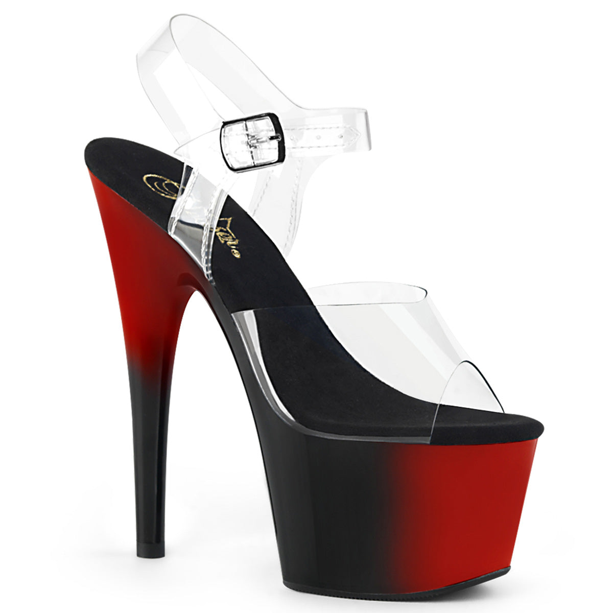 Pleaser - Adore 708BR - Red Black - 7 inch