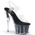 Pleaser - Adore 708CG - Black Confetti Glitter - 7 inch