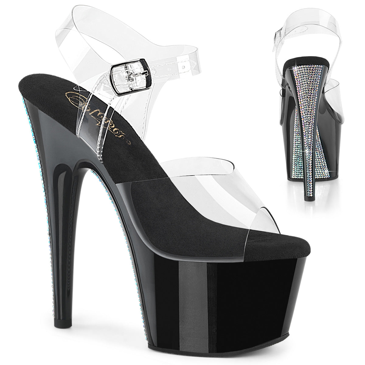 Pleaser - Adore 708CRS-2 - Black Silver - 7 inch
