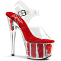 Pleaser - Adore 708FL - Red Flowers - 7 inch