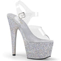 Pleaser - Adore 708HMG - Silver Multi Glitter - 7 inch