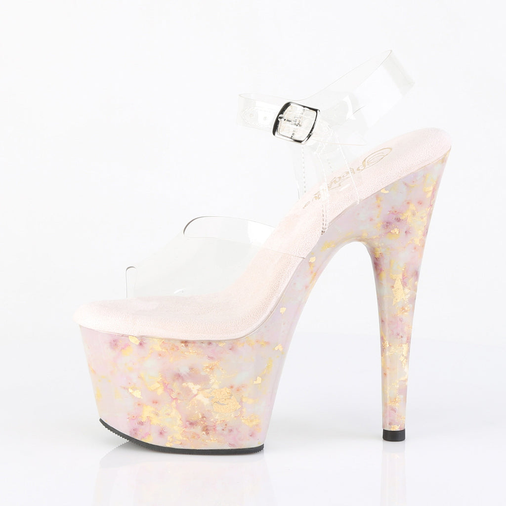 Pleaser - Adore 708MB - Blush-Gold Marble - 7 inch