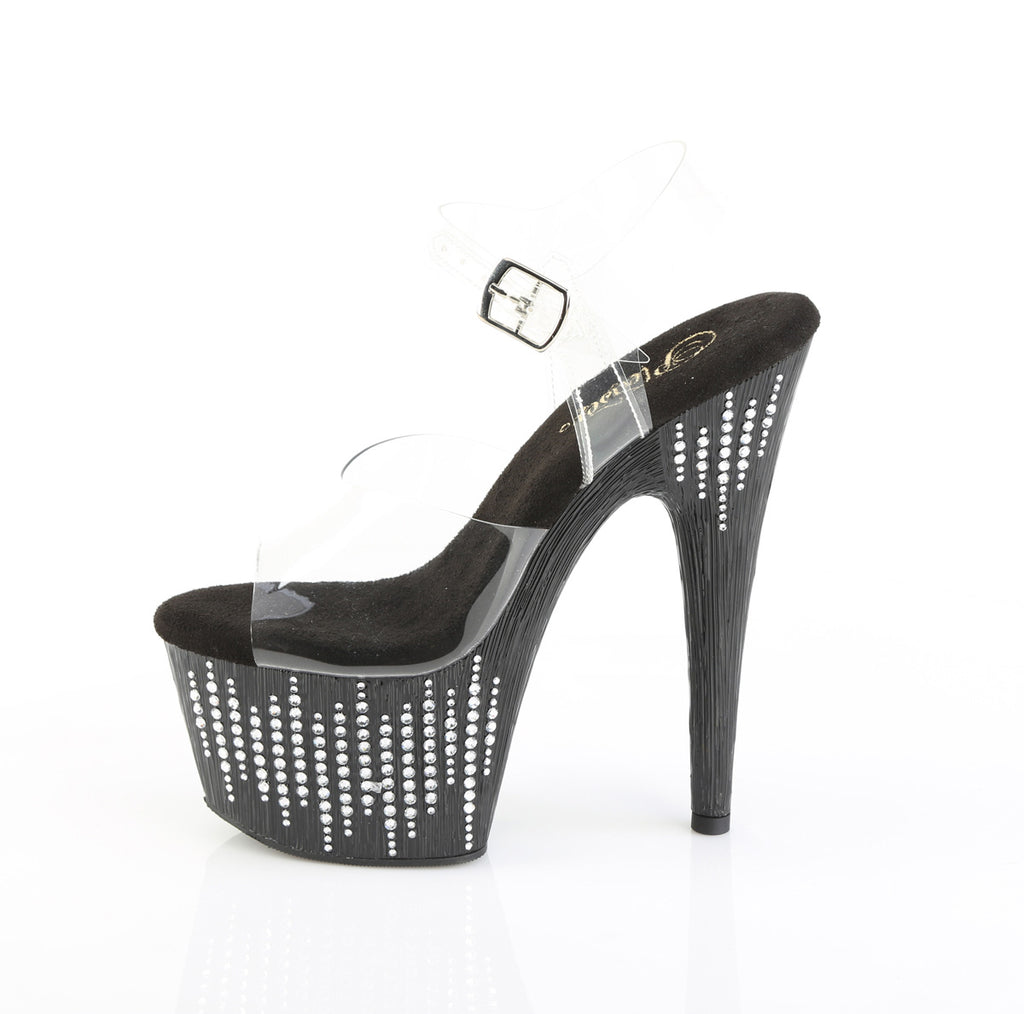 Pleaser - Adore 708WFRS - Black-Silver Rhinestones - 7 inch