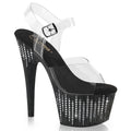 Pleaser - Adore 708WFRS - Black-Silver Rhinestones - 7 inch