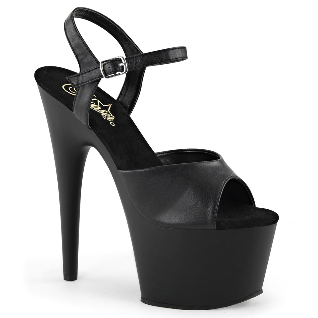 Pleaser - Adore 709 - Black Faux Leather - 7 inch