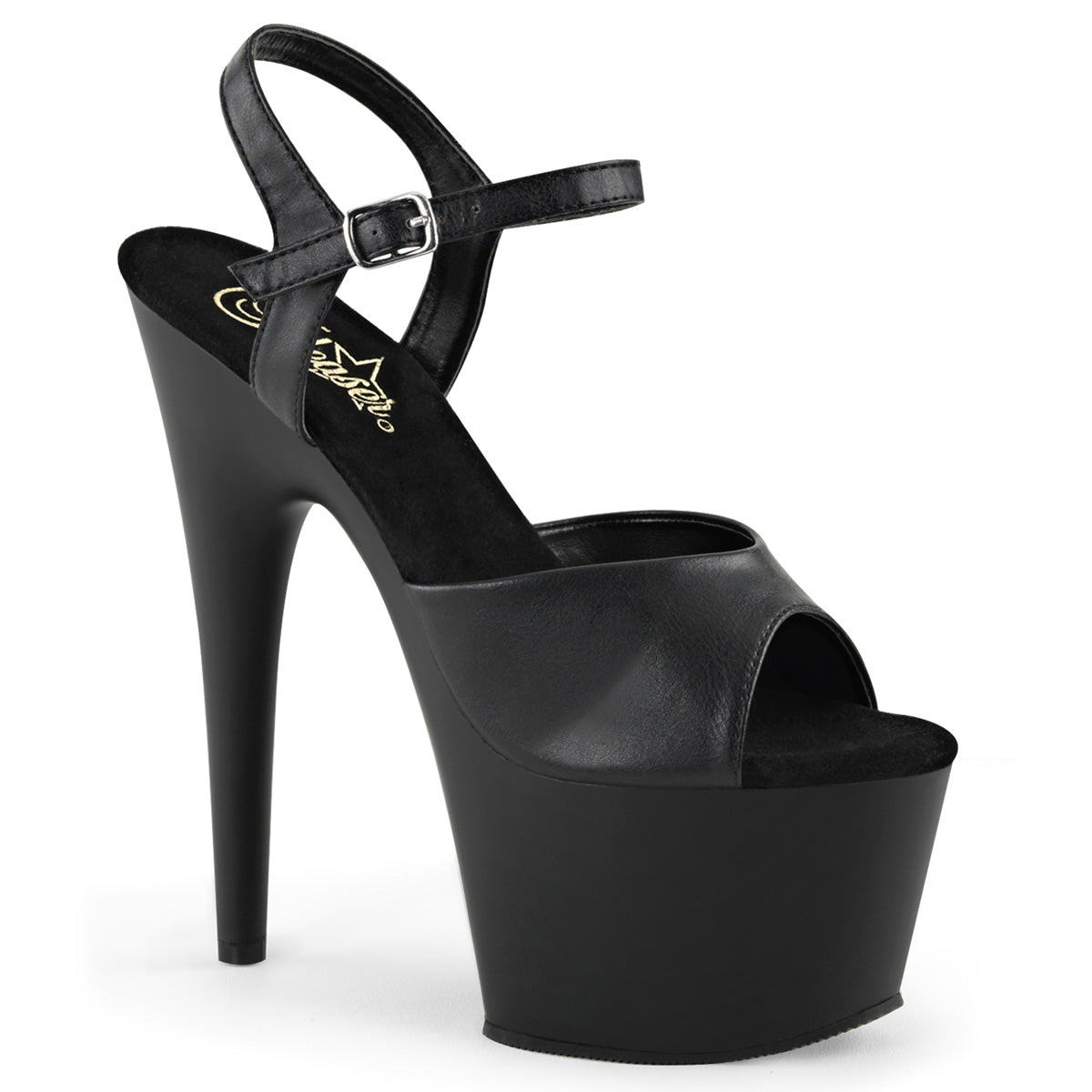 Pleaser - Adore 709 - Black Faux Leather - 7 inch