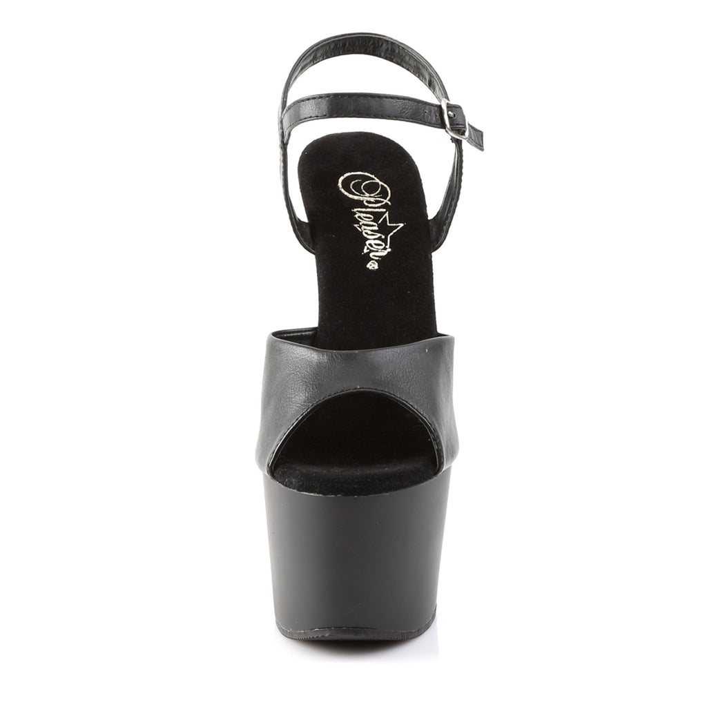 Pleaser - Adore 709 - Black Faux Leather - 7 inch