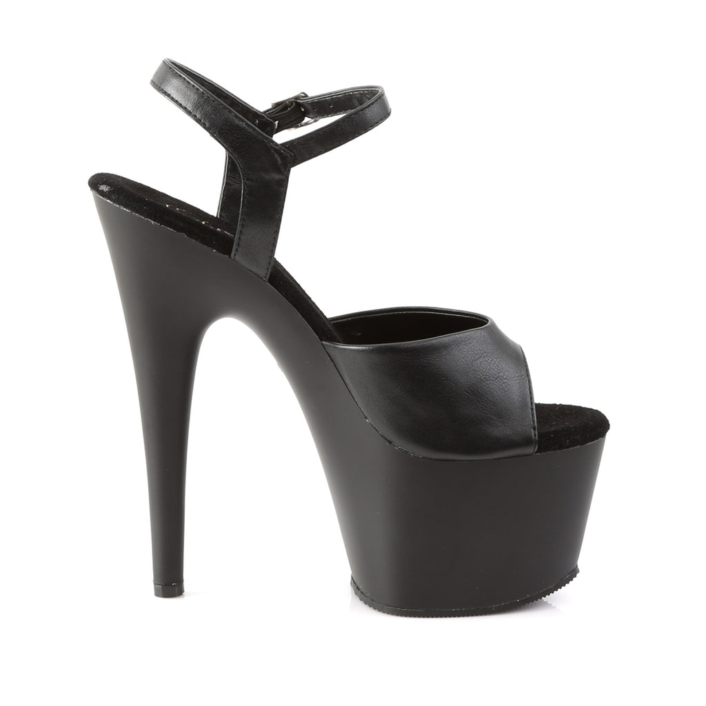 Pleaser - Adore 709 - Black Faux Leather - 7 inch