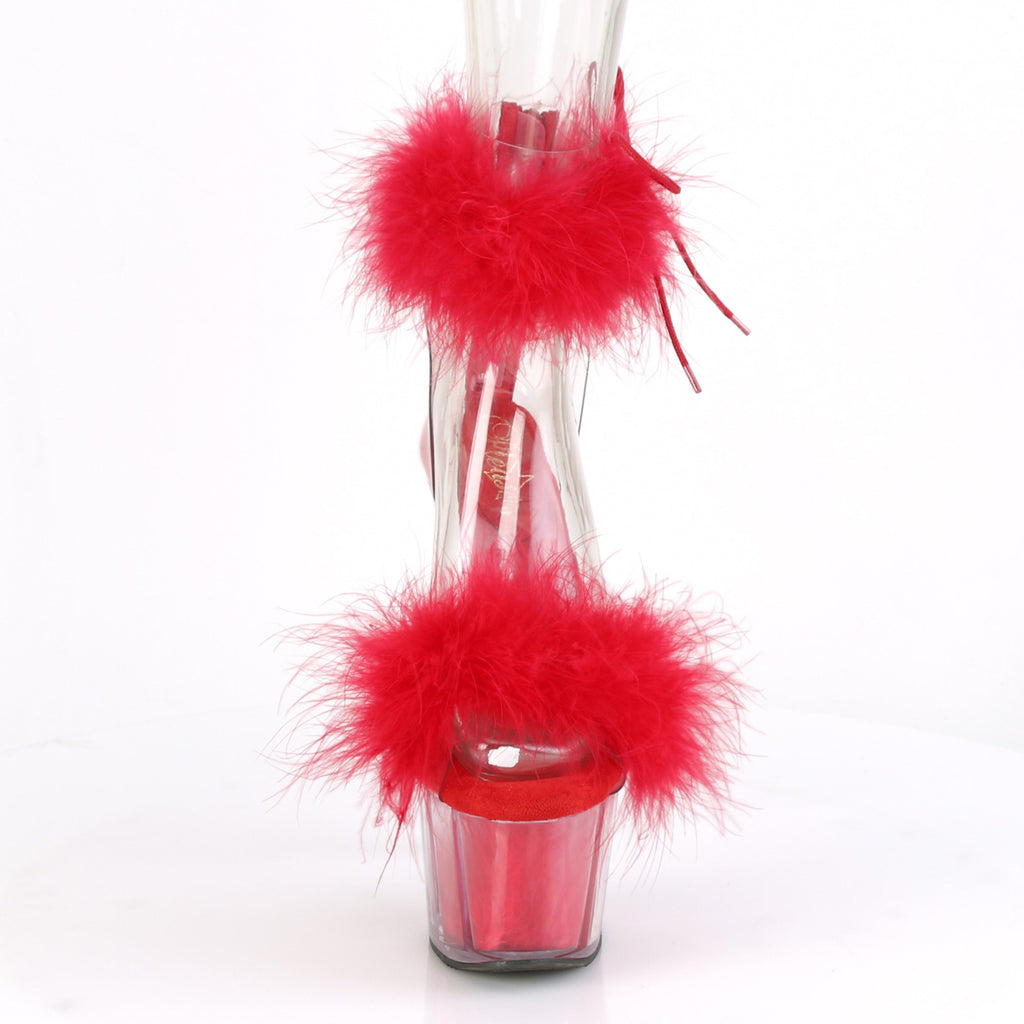 Pleaser - Adore 724F - Clear-Red Fourrure - 7 inch