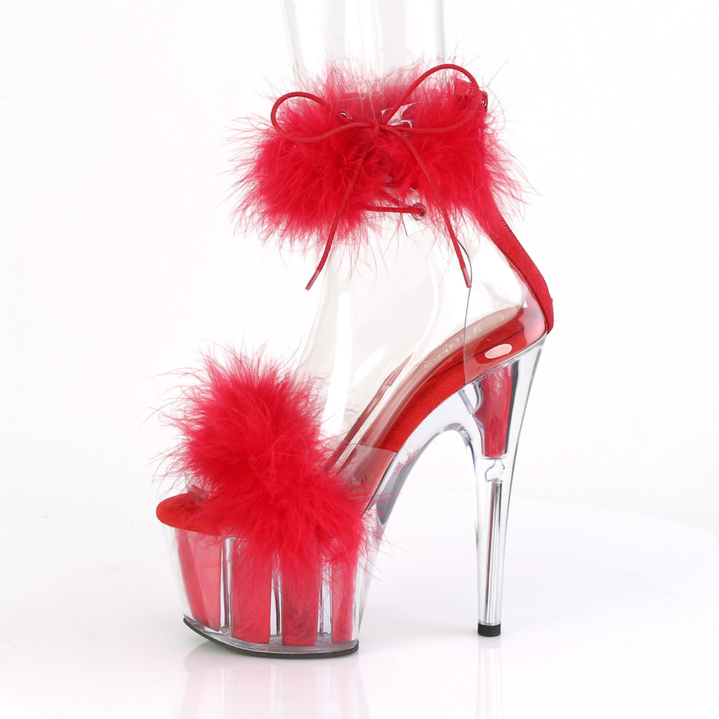 Pleaser - Adore 724F - Clear-Red Fourrure - 7 inch