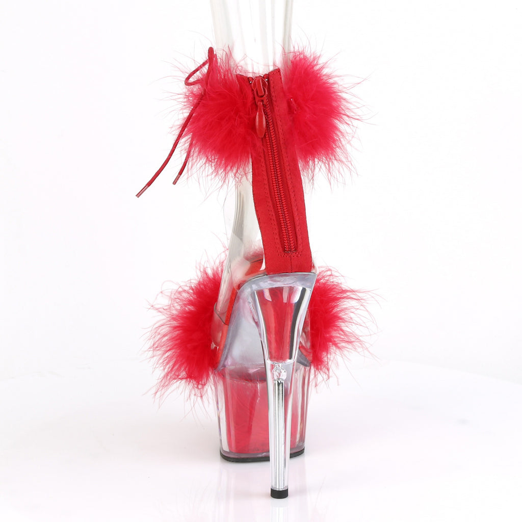 Pleaser - Adore 724F - Clear-Red Fourrure - 7 inch