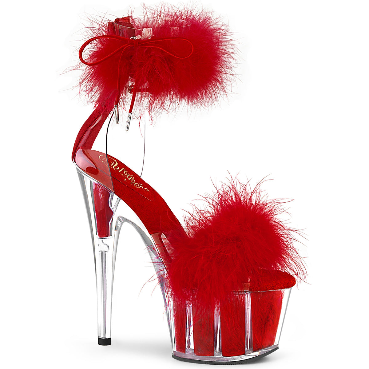 Pleaser - Adore 724F - Clear-Red Fourrure - 7 inch