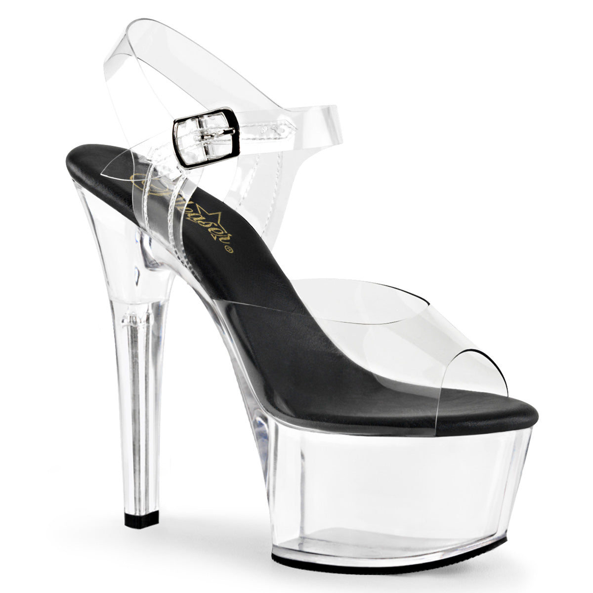 Pleaser - Aspire 608 - Clear-Black - 6 inch