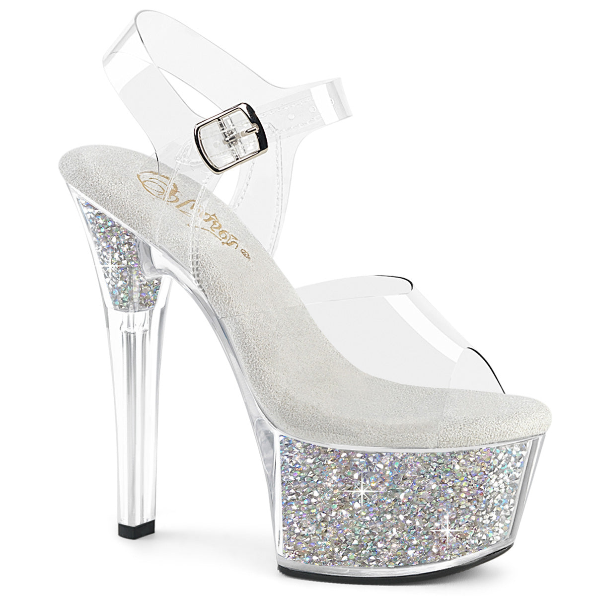 Pleaser - Aspire 608RSI - Clear-Silver AB Rhinestones - 6 inch
