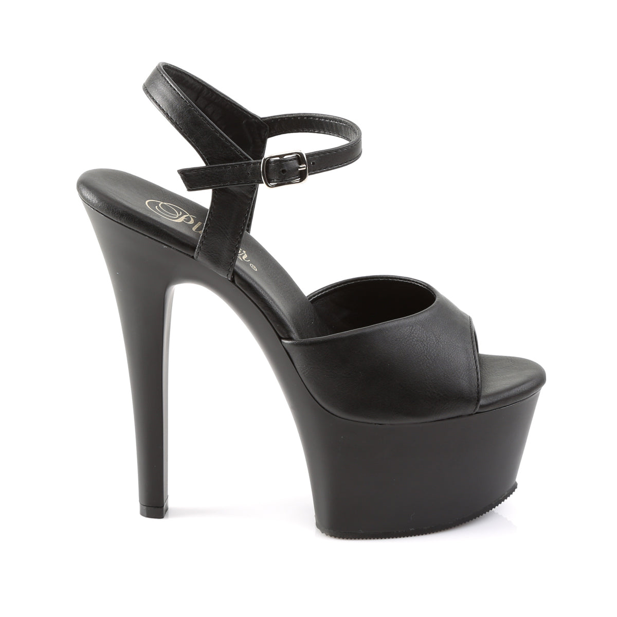 Pleaser - Aspire 609 - Black Faux Leather - 6 inch
