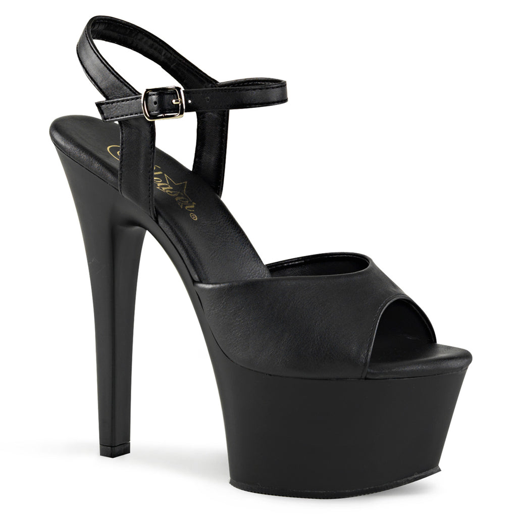 Pleaser - Aspire 609 - Black Faux Leather - 6 inch