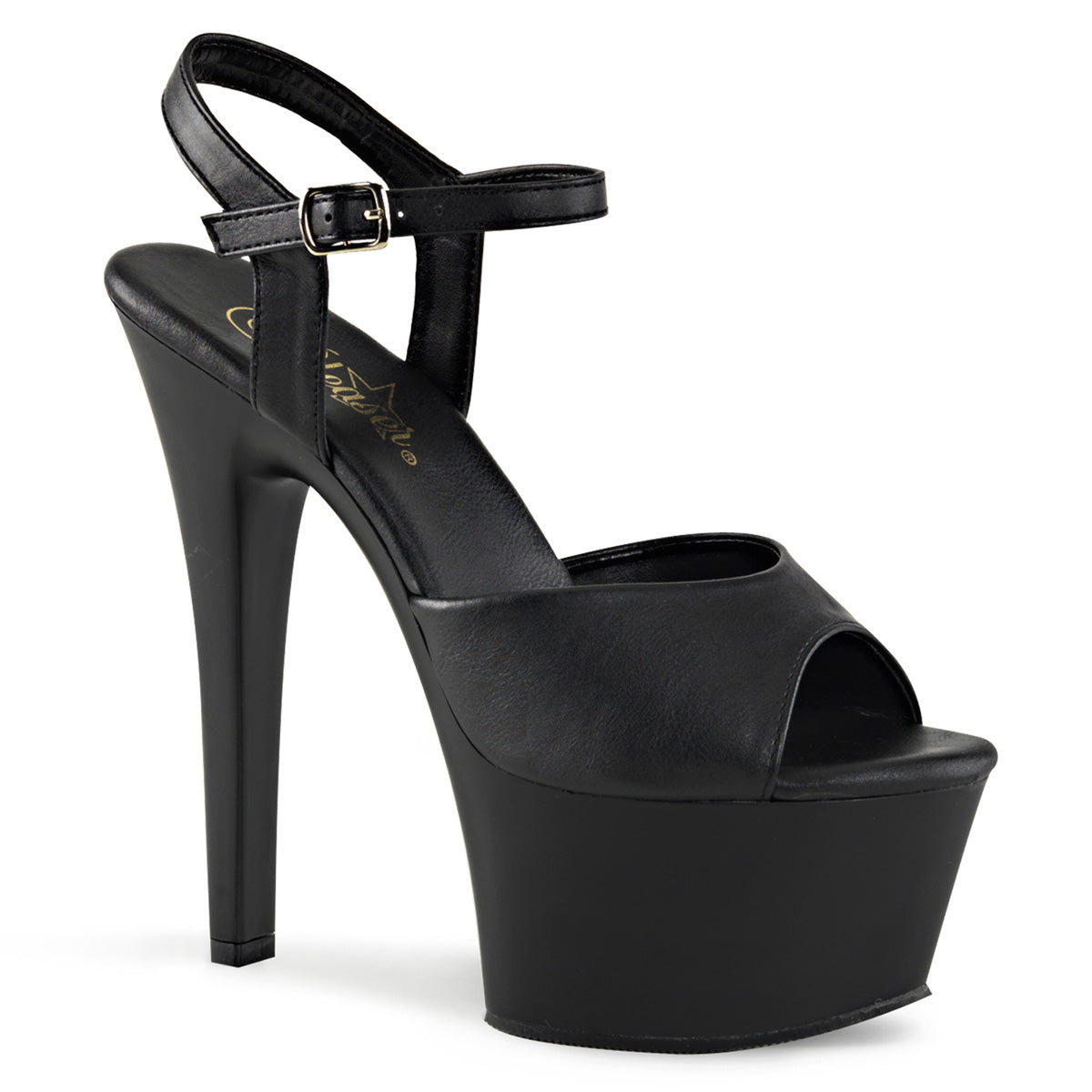 Pleaser - Aspire 609 - Black Faux Leather - 6 inch