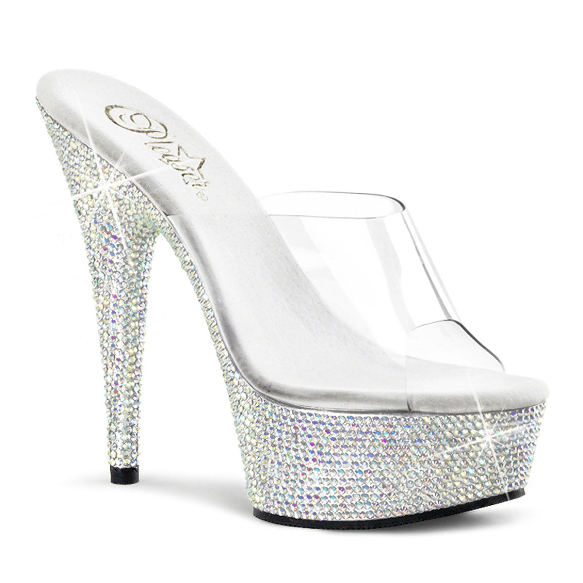 Pleaser - Bejeweled 601DM - Silver Multi Rhinestones - 6 inch