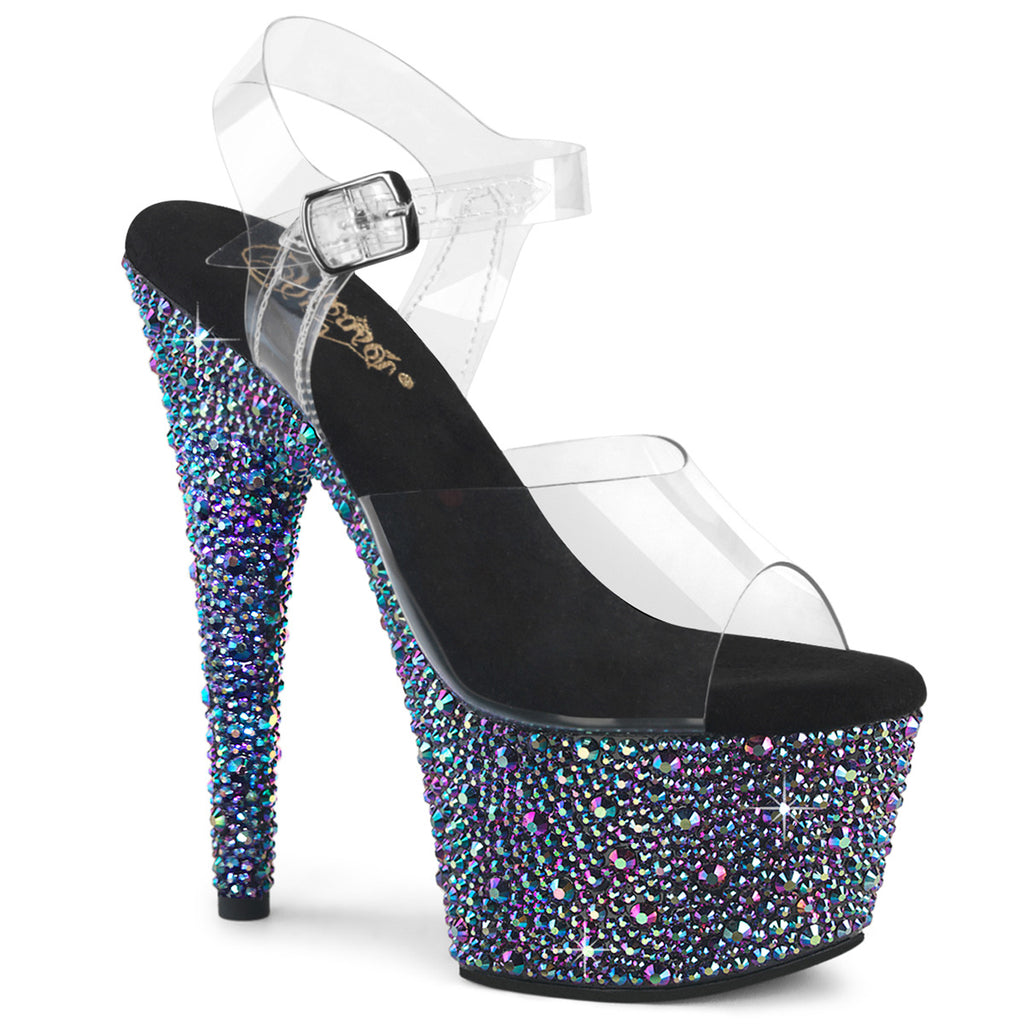 Pleaser - Bejeweled 708MS - Black Multi Rhinestones - 7 inch