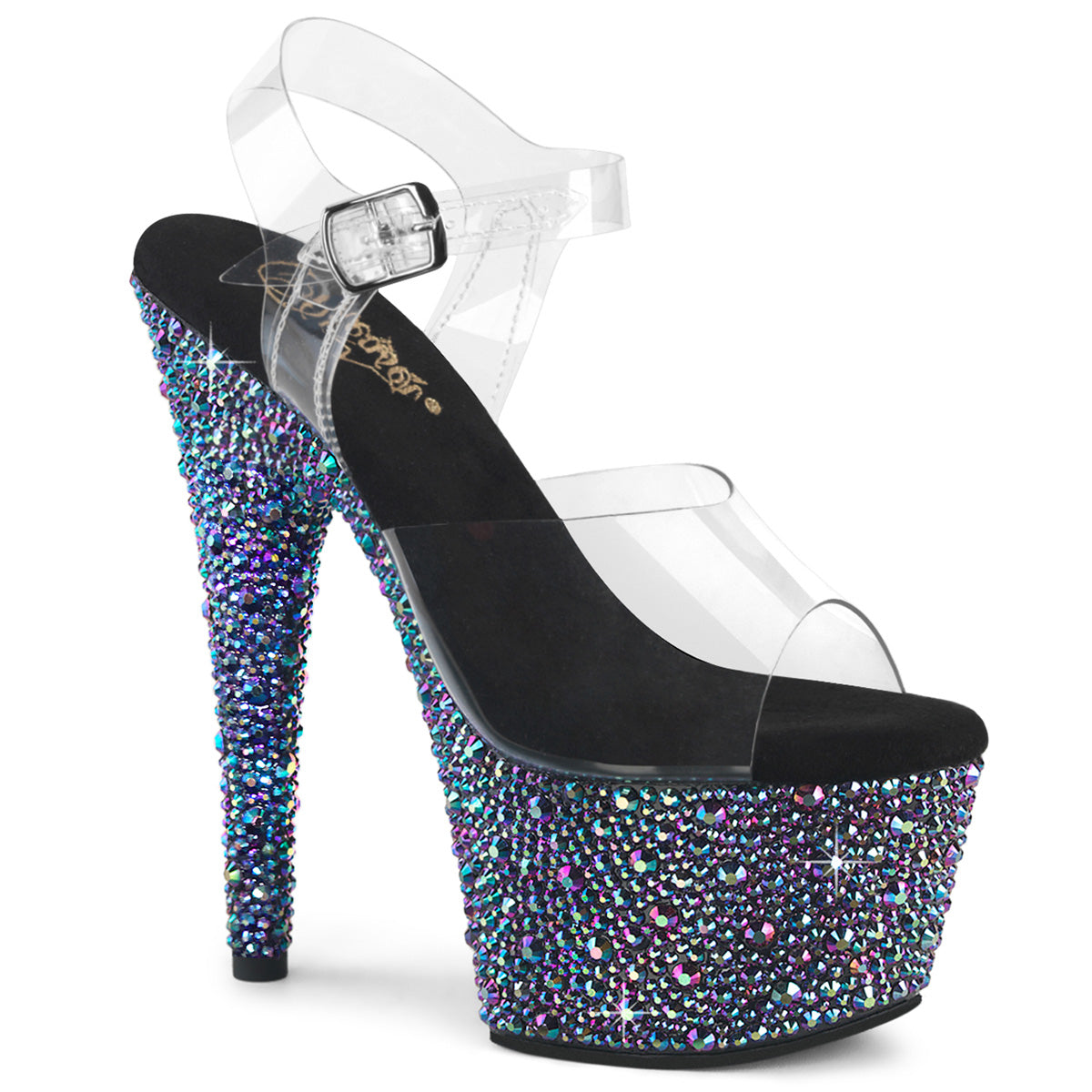 Pleaser - Bejeweled 708MS - Black Multi Rhinestones - 7 inch
