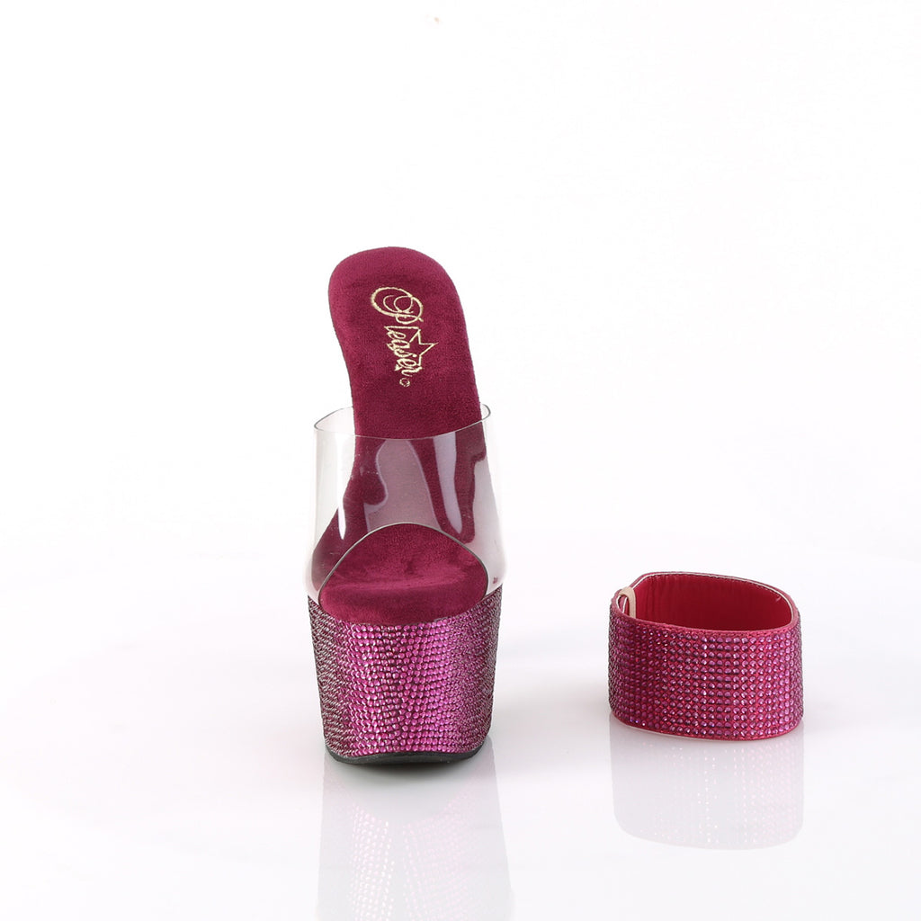 Pleaser - Bejeweled 712RS - Fuchsia Rhinestones - 7 inch