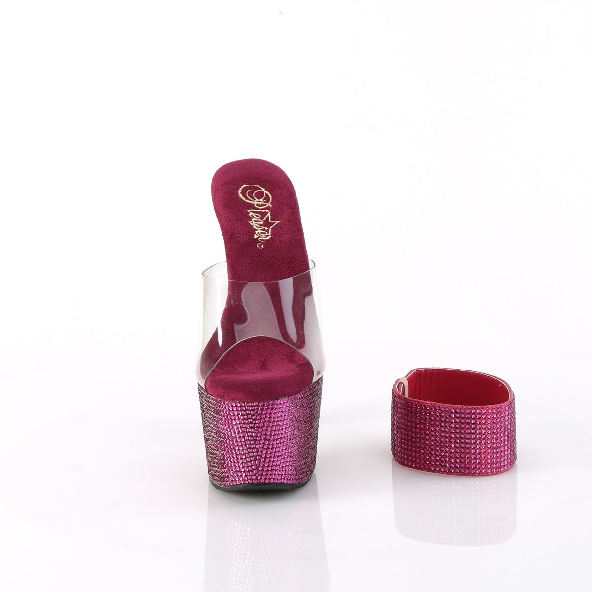 Pleaser - Bejeweled 712RS - Fuchsia Rhinestones - 7 inch
