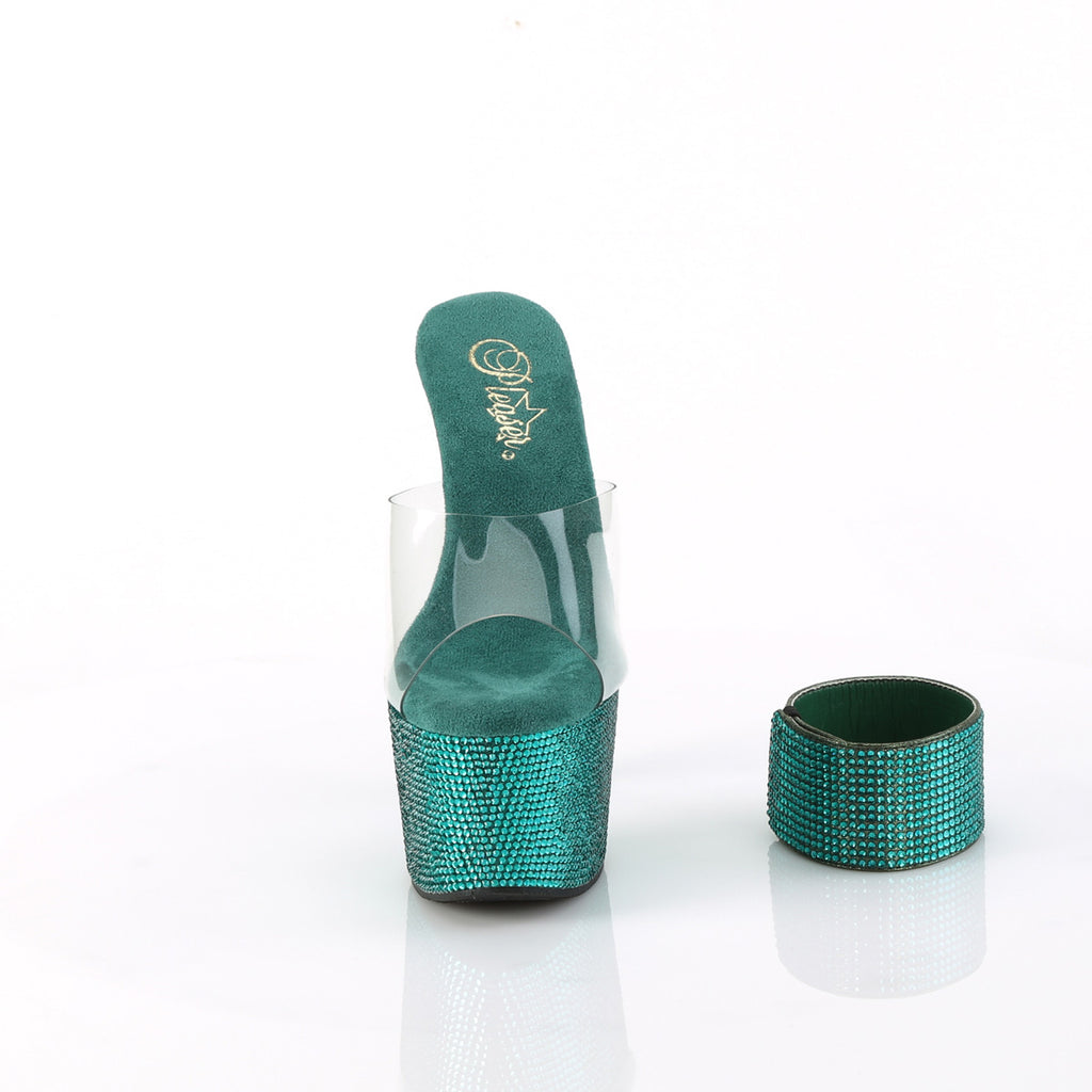 Pleaser - Bejeweled 712RS - Green Rhinestones - 7 inch