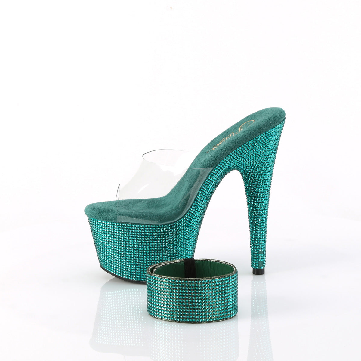 Pleaser - Bejeweled 712RS - Green Rhinestones - 7 inch