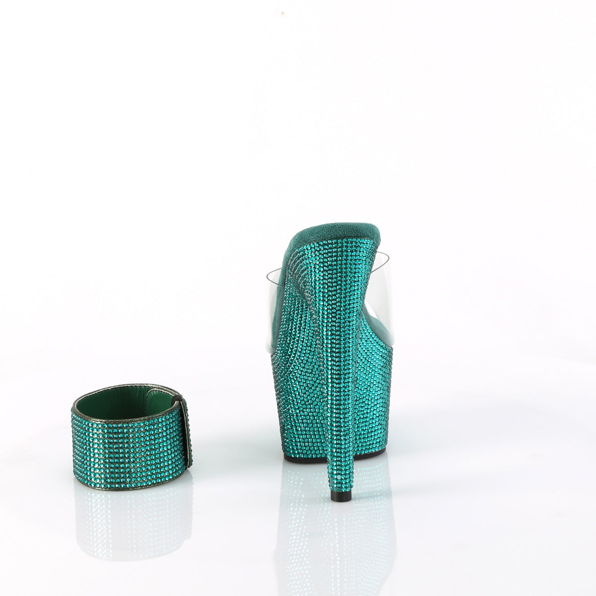 Pleaser - Bejeweled 712RS - Green Rhinestones - 7 inch