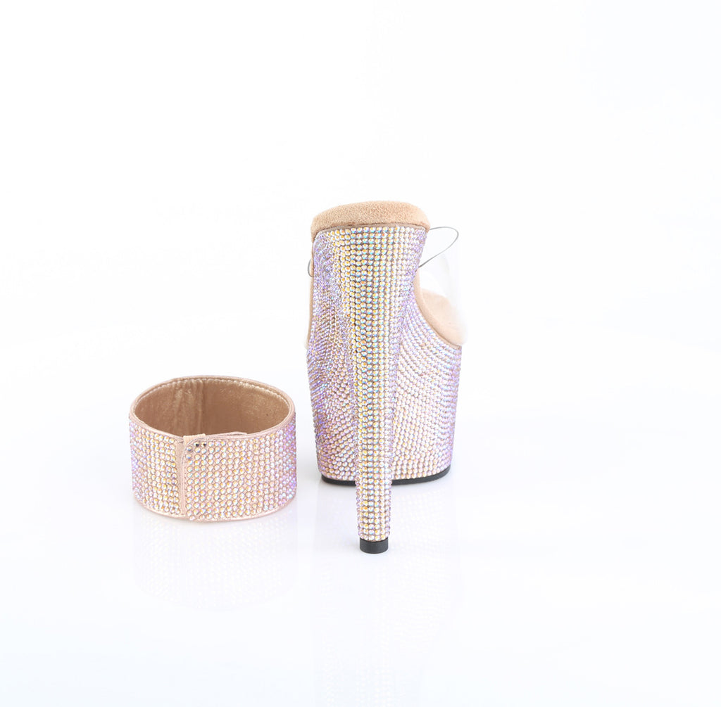 Pleaser - Bejeweled 712RS - Rose Gold Multi Rhinestones - 7 inch