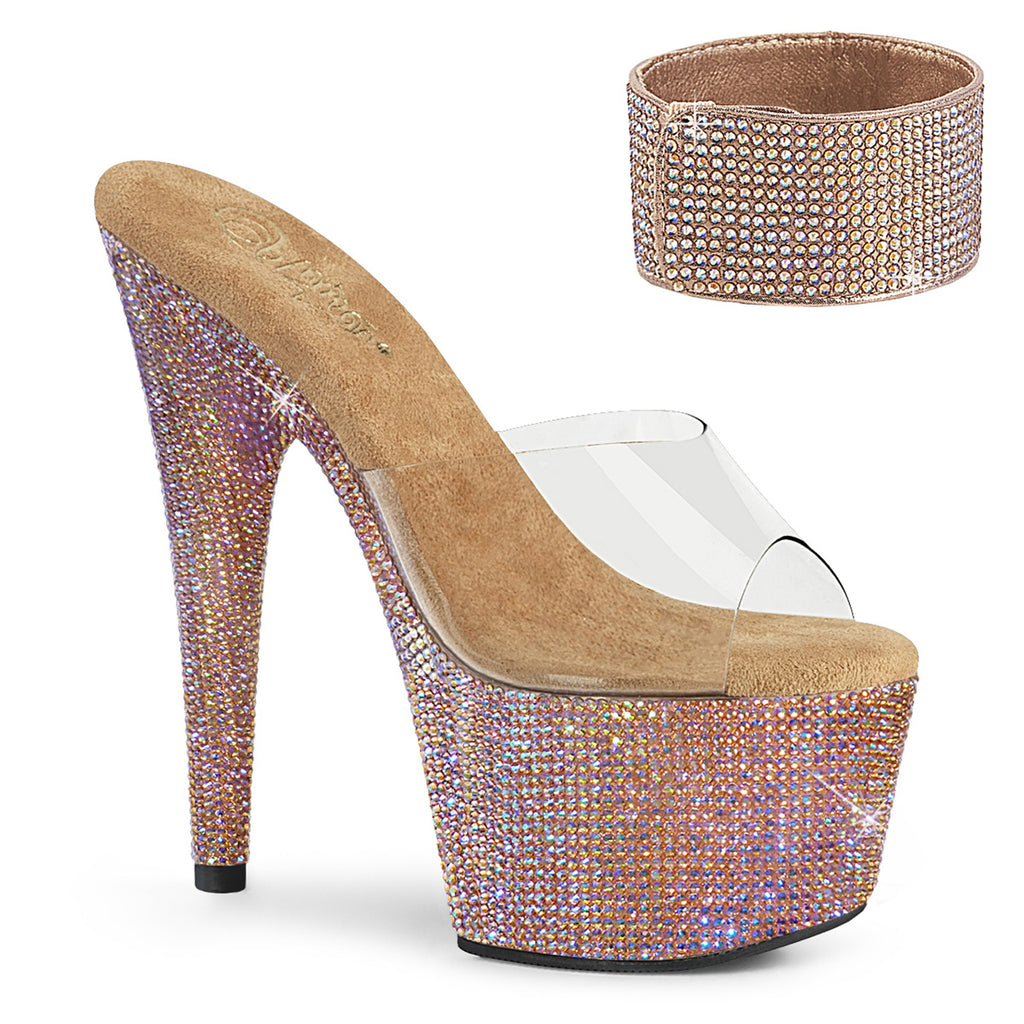 Pleaser - Bejeweled 712RS - Rose Gold Multi Rhinestones - 7 inch