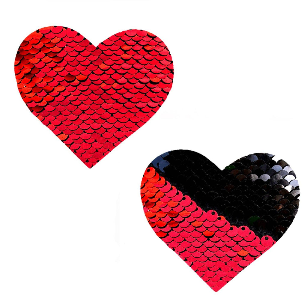 Neva Nude - Nippies « I Heart U » à sequins rouges et noirs Sookie Pasties
