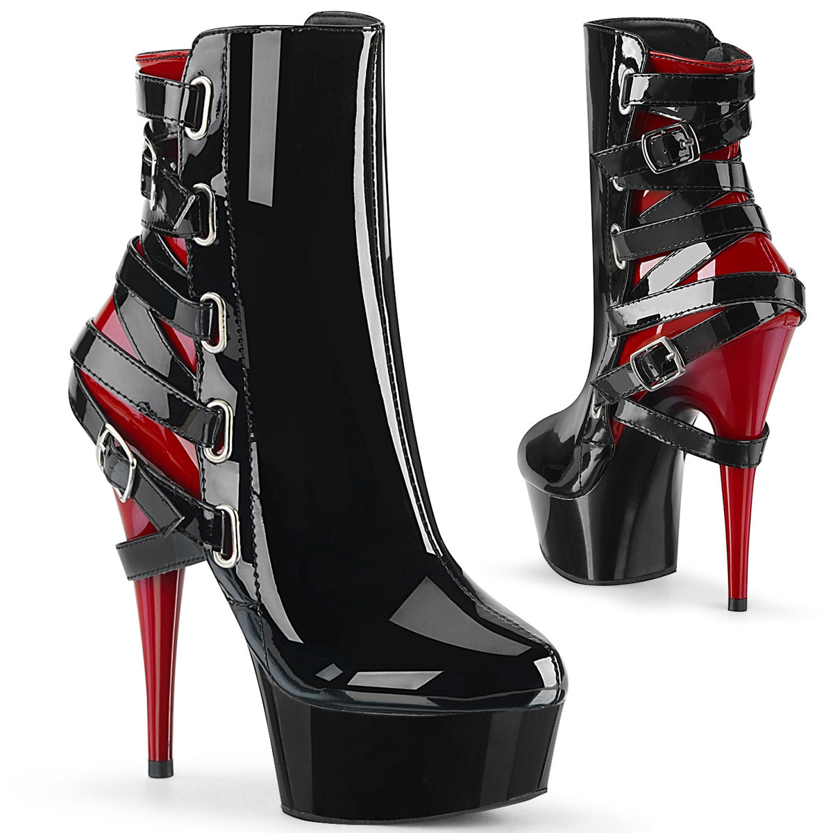 Pleaser - Delight 1012 - Black-Red - 6 inch