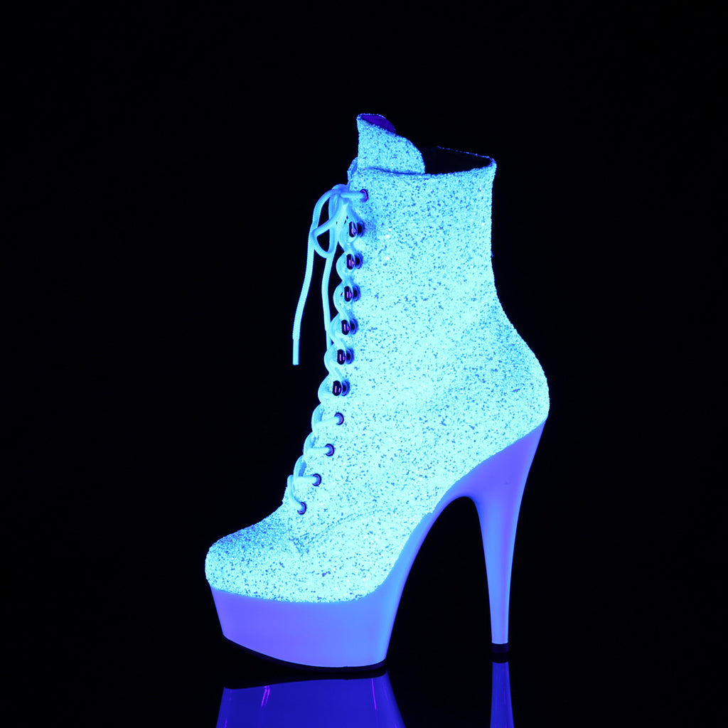 Pleaser - Delight 1020LG - Neon White Multi Glitter - 6 inch