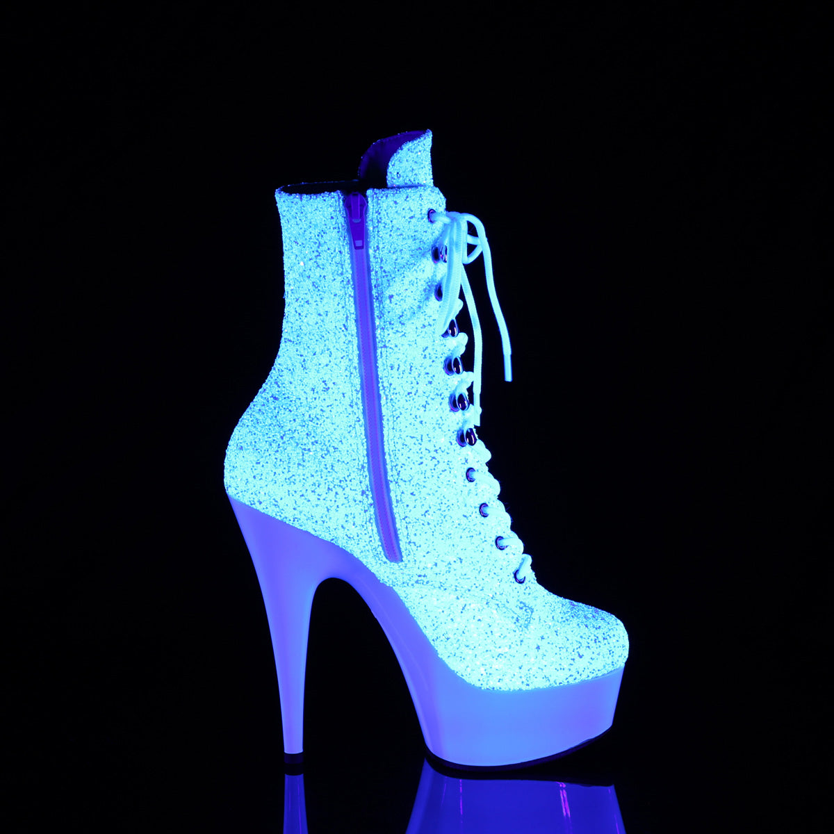 Pleaser - Delight 1020LG - Neon White Multi Glitter - 6 inch