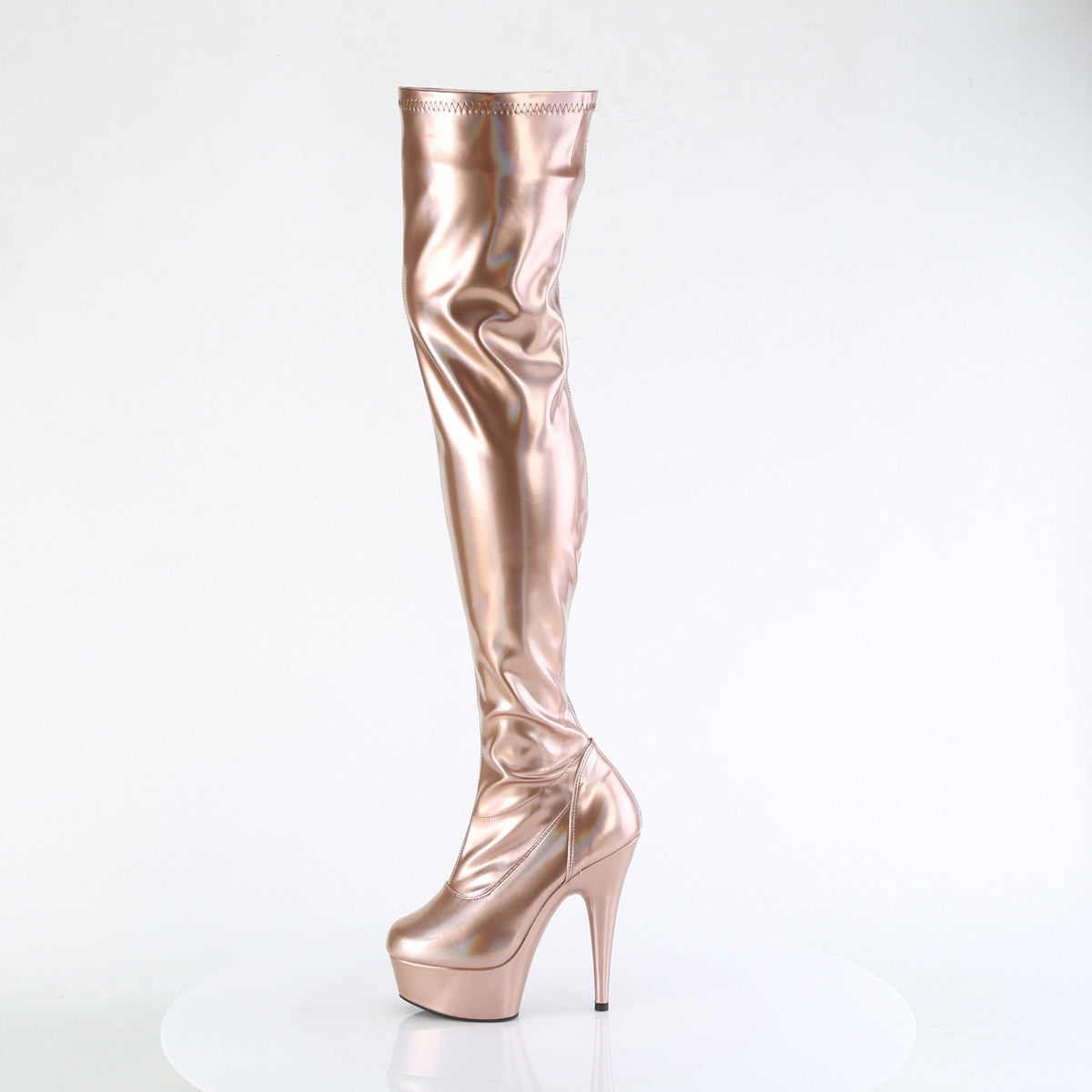 Pleaser - Delight 3000HWR - Rose Gold Holographique Faux Leather - 6 inch