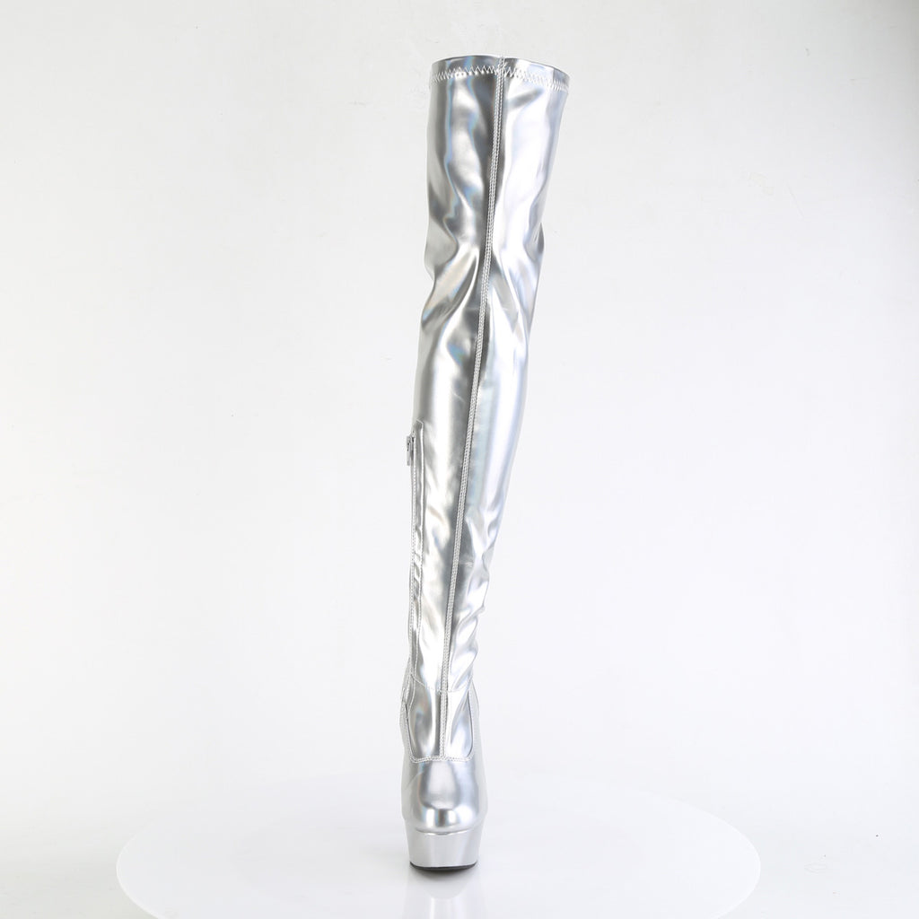 Pleaser - Delight 3000HWR - Silver Holographique Faux Leather - 6 inch