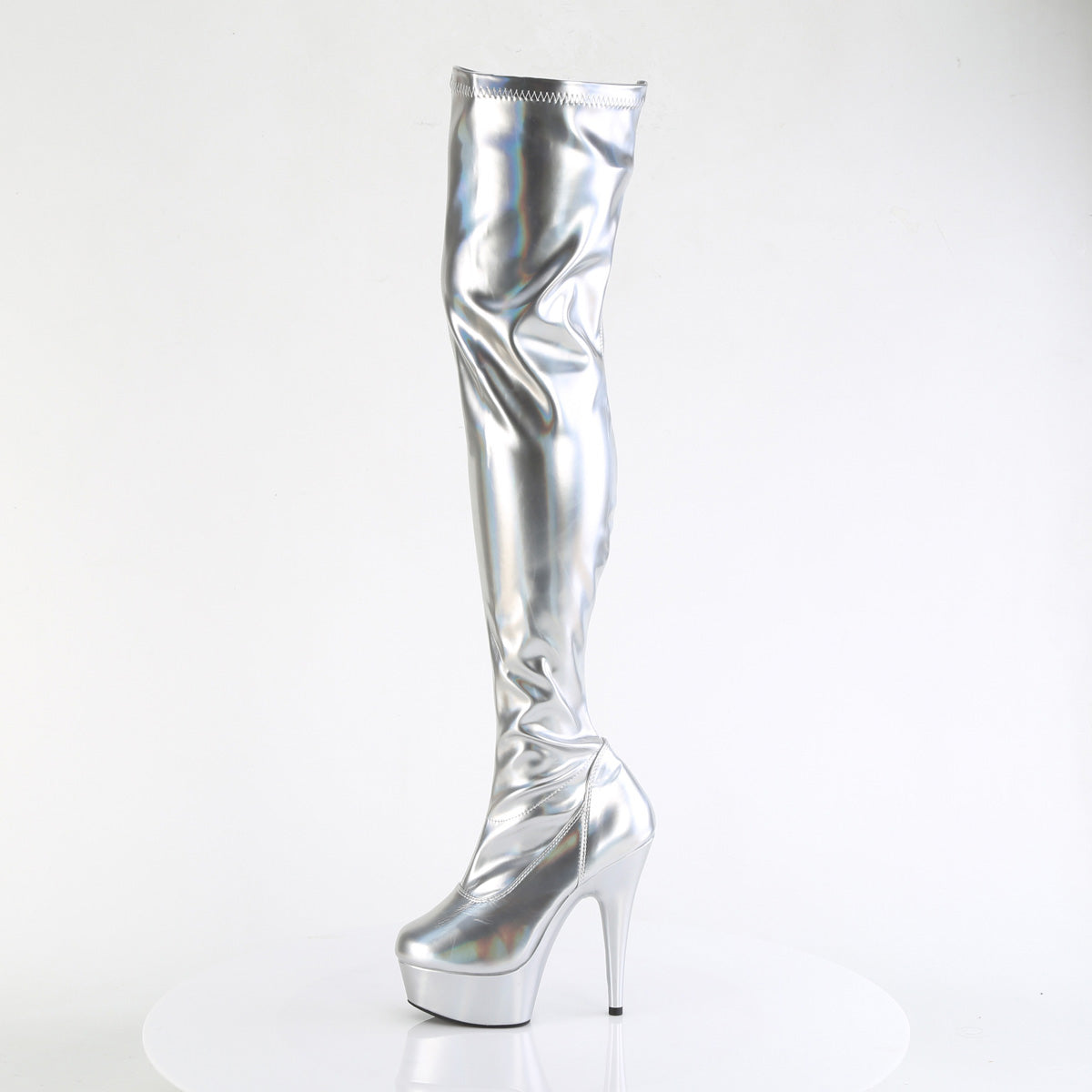 Pleaser - Delight 3000HWR - Silver Holographique Faux Leather - 6 inch