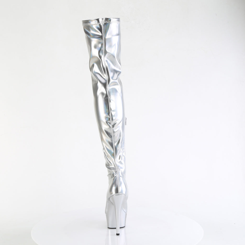 Pleaser - Delight 3000HWR - Silver Holographique Faux Leather - 6 inch